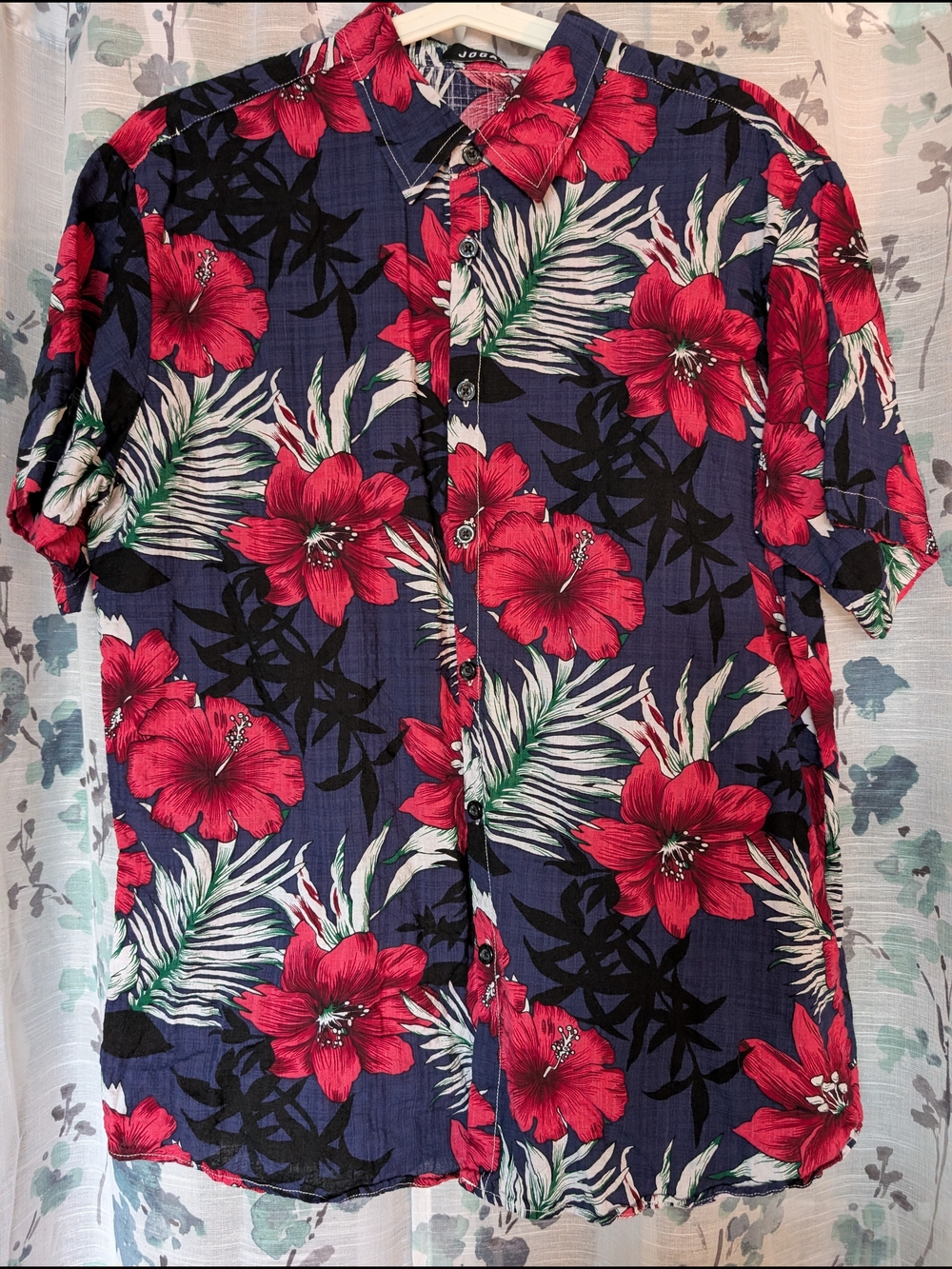 JOGAL Red Floral Button-Up Shirt